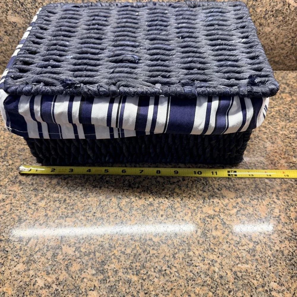VTG Blue Wicker Storage Basket 12